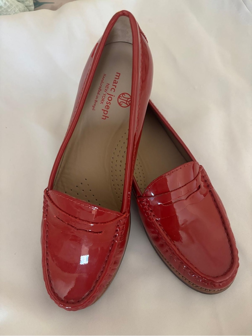 Marc Joseph Red Patent Leather Penny Loafers